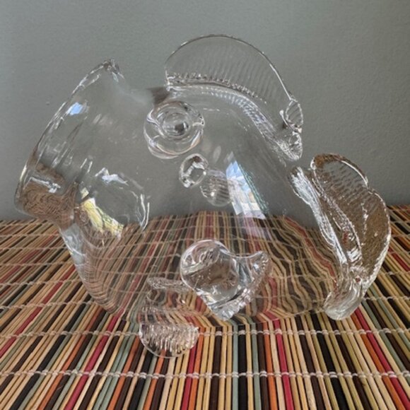 Vintage Hand-Blown Clear Glass Fish Vase Empoli Blenko Style Art Glass 6" - Picture 5 of 11